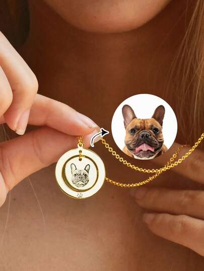 1pc Customized Pet Dog Tag Pendant Necklace, Stainless Steel Memorial Jewelry, School Supplies, Back To School Season, School Gift, Office, School, Classroom, Teacher Gift, College, Coworker, Dorm, Teacher, Boys Girls, Teens, Middle School Students