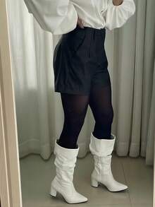 Women's Elegant Accordion Boots, High Shaft, Winter Fashion, Lirom, Comfortable Heel - 白色 - 查看 2