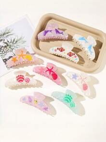 1pc Women's Summer New Rhinestone Starfish Hair Clip, Acetate Hair Claw, 3D Acetate Colorful Hair Clip, Hair Accessory, Valentine's Day Gift For Girlfriend Fashion Hair Clutch Women Bandanas Winter Hair Accessories - Multicolor - View 11