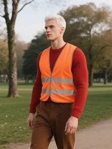 Bộ 4 áo phản quang an toàn, unisex - Tăng cường khả năng hiển thị tại công trường xây dựng và các hoạt động ngoài trời. - quả cam - Xem 3