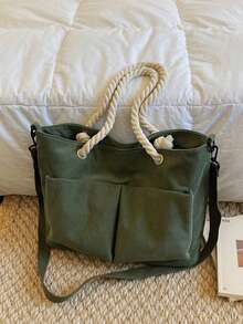 Men's Diagonal Shoulder Bag, Black & White Geometric Letter Print Fabric - Adjustable Shoulder Strap, Flap Button Zipper Closure, Large Capacity, New Year Gift, Valentine's Day Gift , Travel Bag - Multicolor - View 5