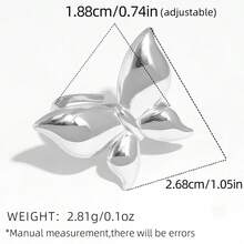 3pcs/1pc Exquisite Stainless Steel Butterfly Rings, 18K PVD Coated Waterproof High-Quality Metal Fashion Rings, Women's Jewelry, Women's Rings - Multicolor - View 9