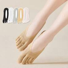 3 Pairs Women's Yoga Toe Socks, Breathable Mesh Fabric, Moisture-Wicking, Invisible Shallow Silicone Grip Liner Socks, Suitable For Spring & Summer - Multicolor - View 8