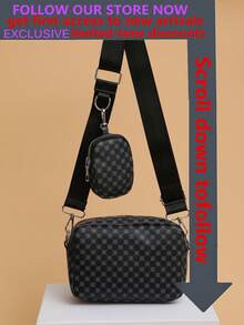 2pcs/Set Men Mini Crossbody Bag, Key Pouch, Retro Shoulder Bag, Camera Bag, Fashion Backpack, Perfect For Valentine's Day - Navy Blue - View 2