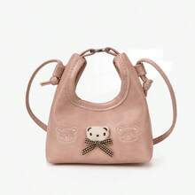 1pc New Spring/Autumn Kids Bag, Korean Embroidered Cute Bear Half Moon Bag, Girls Mini Crossbody Coin Purse, Children Sling Bag - Multicolor - View 15