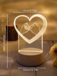 1pc 3D Creative Romantic Atmosphere Lamp, Pink Glow Night Light/7 Color Touch/Warm White Solid Color Night Light, Christmas Thanksgiving Gift, Suitable For Family And Friends, USB Powered, Bedroom And Living Room Atmosphere Lamp - Yellow - View 8