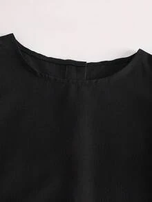 Women's Ruffle Trim Button Back Blouse, Fashionable And Cute - Black - View 4