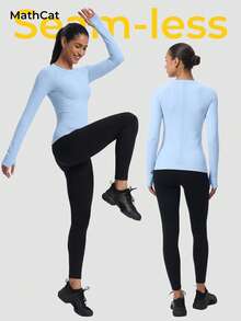 MathCat 3 Pack Women's Compression Shirt Long Sleeve Workout Tops Athletic Baselayer Quick Dry Gym Yoga Running T-Shirt - Đen, Trắng, Xanh da trời - Xem 6