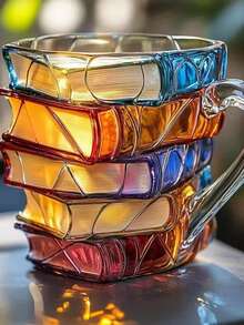 3D Stacked Book   Quirky Bookshelf Coffee Cup – Perfect Gift For Bookworms & Bibliophiles  ☕ - Màu đỏ tím - Xem 2