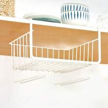 1PC Multi-Functional Kitchen Cabinet Storage Basket, Wall-Mounted Hanging Rack For Cabinets, No Drilling Required, Space-Saving And Organized - Brown - View 5