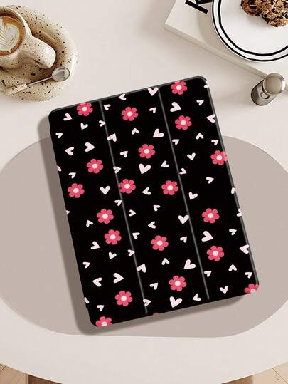 Pink Daisy, Heart Protective Case Compatible With IPad Air 4/5 10.9 Inch, IPad 7/8/9th 10.2 Inch, IPad 10th Generation,With Built-In Pencil Slot,Supports Automatic Sleep/Wake Lid,Compatible With Samsung Tab S6 10.4 Inch, Tab A9 11 Inch, Kindle Paperwhite 12th Gen 2024,Ins Glitter Style Case, Valentine's Day, New Year Gift