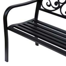 3-Seater Steel Garden Bench With Cast Iron Armrests, Black, 127 X 60 X 89 Cm, For Garden, Patio, Balcony - Black - View 7