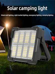 1/2 件户外太阳能照明灯，便携式 LED 手持灯，带 144 个 LED，8 种模式，坚固的 ABS 防水外壳，适用于户外、家庭、旅行、露营、钓鱼和应急照明，3 * 1200mAh 可充电电池，持久照明，支持太阳能充电、Type-C 和 USB 移动电源充电，紧凑设计，高品质太阳能移动电源，徒步旅行者必备 - 黑色 - 查看 11