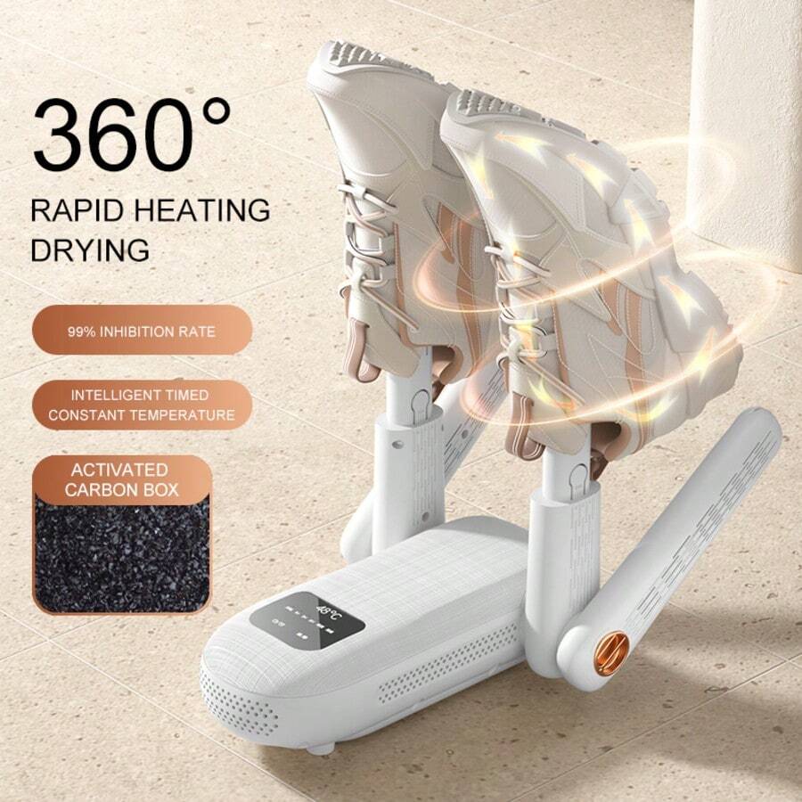 scbestuygo Secador de Sapato e Bota Elétrico Portátil, Design Dobrável a 180°, Visor Inteligente, Adequado para Sapatos, Luvas, Chapéus, Meias, Botas de Esqui