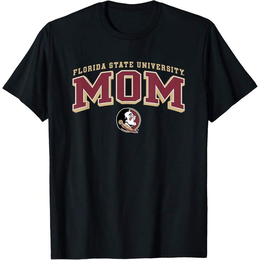 Florida State Seminoles Mom Arch Logo Officially Licensed T-Shirt All Seasons,220g Pure Cotton Single-Sided Printed Crew Neck Short-Sleeved T-Shirt,Unisex Top,Base Layer - 顏色2 - 查看 1
