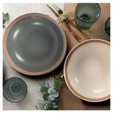OISE ART STORE Set Servizio Di Piatti In Stoneware 18 Pz Da Tavola Design Classico Elegante Con Bordo - - Multicolore - Visualizzare 4