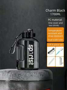 1pc Super Large Capacity Water Bottle, Viral Tonton Bucket, Sports Water Bottle, Water Jug, Fitness For Men & Women, Students, Portable Water Bottle, Plastic Water Cup, Big Belly Water Bottle - Multicolor - View 3