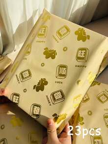 23pcs New Year Wealth Express Delivery Bags, PE Plastic Mailing Bags, Thick Logistics Bags, Suitable For Transportation, Clothing, Stationery, Party Gifts Packaging, Multifunctional Packaging, Valentine's Day, Mother's Day, Back To School Season, School, Ideal Holiday Gift Packaging - Gold - View 9