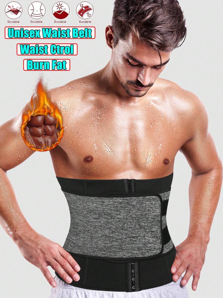 1pc Unisex Adjustable Waist Trimmer Waist Belt Body Shaping Training Waist Belt Fitness Sweat Belt - Grey - View 1