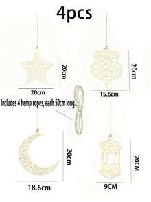 Multi-Piece Hollow Moon Wooden Pendant, Suitable For Wedding Party Decoration, DIY Painting Hanging Items, Eid Al-Fitr Blessing, Ramadan Blessing - Wood Color - View 12