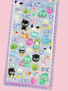 SANRIO 1张3D立体浮雕水晶贴纸手机壳DIY贴纸，可爱卡通水晶装饰贴纸，适用于手机、行李箱、笔记本，精美水晶环氧树脂浮雕装饰贴纸，流行手机壳贴纸，节日礼物（颜色随机） - 彩色 - 查看 15