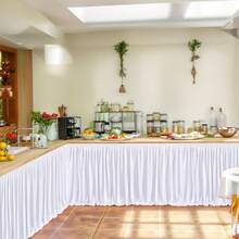 1件 75*275厘米/29.5*108.2英寸 褶皱桌布，光滑浪漫优雅精致，适合婚礼派对、性别揭晓派对、周年纪念晚宴、酒店宴会、摄影背景、正式家庭聚会等。 - 白色 - 查看 1