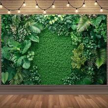 1 Piece Rich Green Tropical Leaf Backdrop  Featuring Vivid Plant Scenes And Realistic Jungle Atmosphere, Suitable Weddings, Events, And Home Decor, Polyester Fiber Material, Multiple Sizes Available, Event Background| Natural Leaf Design| Durable Backdrop, Tropical Decor - 彩色 - 查看 2