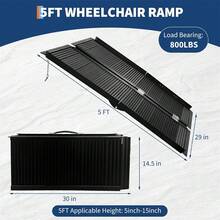 Rampa portátil para Silla de Ruedas de con asa, rampa Plegable de Aluminio Antideslizante para Silla de Ruedas para escalones en casa, Puertas, umbrales, bordillos, escaleras, Capacidad de 800 - 5 pasteles - Ver 2