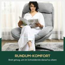 Swivel Armchair, Water-Repellent Chenille Lounge Chair, Upholstered Reclining Chair With Integrated Armrests, For Living Room - Grey - View 5