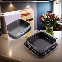 High-Quality Non-Stick Carbon Steel Springform Cake Pan Featuring A Removable Base, Designed To Be Leak-Proof And Easy To Clean, Ideal For Making Cheesecakes, Brownies, And Festive Cakes During The Holidays, Equipped With A Secure Latch - Grey - View 11