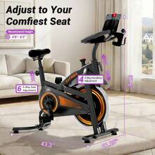 UMAY 4-In-1 Exercise Bike Quiet Folding Magnetic Upright Bikes With Arm Resistance Bands Home Workout Use,16 Levels Of Resistance,Machine Max Weight 300 Lbs - 黑色 - 查看 2