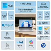 HP 15.6" FHD Touchscreen Business Laptop, -8 Core I3-N305, 8GB DDR4 RAM, 256GB SSD, ‎ UHD Graphics, WiFi 6, Windows 11 Home, Moonlight Blue - Xem 2