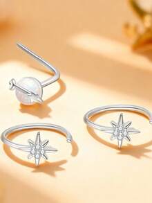 Single S925 Pure Silver Asteroid-Shaped Nose Stud For Women, Featuring Elegant Style, Unique Personalized And Versatile Style - Single Nose Stud - View 4