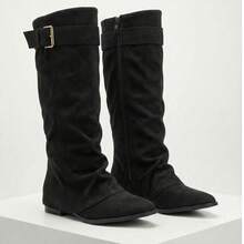 Fashionable Versatile Western Style Chunky Heel Ankle Boots - Hitam - View 3