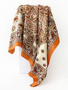 1条佩斯利印花女士头巾，90厘米缎面围巾，大方巾/披肩，多功能配饰 - D9497 - 查看 9