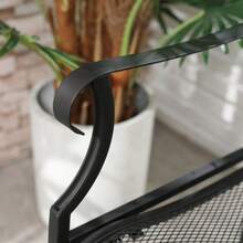 Weatherproof Metal Garden Bench, 2-Seater, Maximum Load 220 Kg, With Backrest, 113 Cm X 58 Cm X 98 Cm, Black - C - View 8