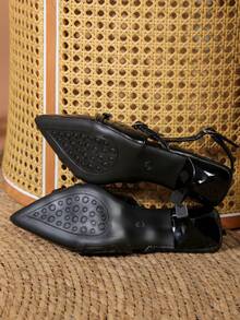 2026 Pointed Toe, Peep Toe, High Heel, Stiletto, One-Strap, Lady-Like, Versatile, Stilettos, Fashion, Spring/Summer Sandals - Black - View 6