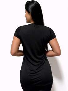 Women's Butt-Covering Top For Gym Use, Sizes S, M, L, XL, UV Protection - 黑色 - 查看 3