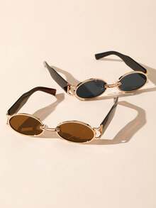 1/2件装塑料经典椭圆形女士流行设计眼镜组合，适合街拍摄影师 - 彩色 - 查看 3