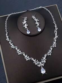 Bộ 3 vương miện pha lê trắng sang trọng dành cho nữ, hoa tai và vòng cổ hợp kim, phụ kiện màu trắng sang trọng thích hợp cho đám cưới, tiệc tùng, lễ hội và những dịp trang trọng - Nhiều màu - Xem 10