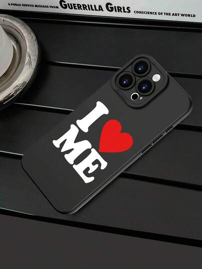 时尚、流行、个性化“我爱我自己”红色爱心自爱标语图案设计主题手机壳，奢华防震，美观可爱，镜头凸起保护，兼容 17/17Pro/17Pro Max、16、15、14、13、12、11 Plus/Pro Max及系列，以及Galaxy S/A系列，复活节、圣诞节、万圣节礼物/生日礼物，送给女朋友、男朋友、朋友或自己