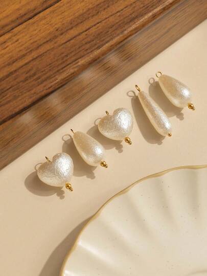 3个/包 水滴形和心形仿珍珠亚克力吊坠配件，适用于手链、项链、珠宝