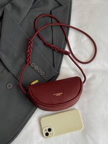 荔枝纹迷你手提包，新款时尚轻便日常单肩包，超轻迷你斜挎包，女士钱包 - 酒紅色 - 查看 8