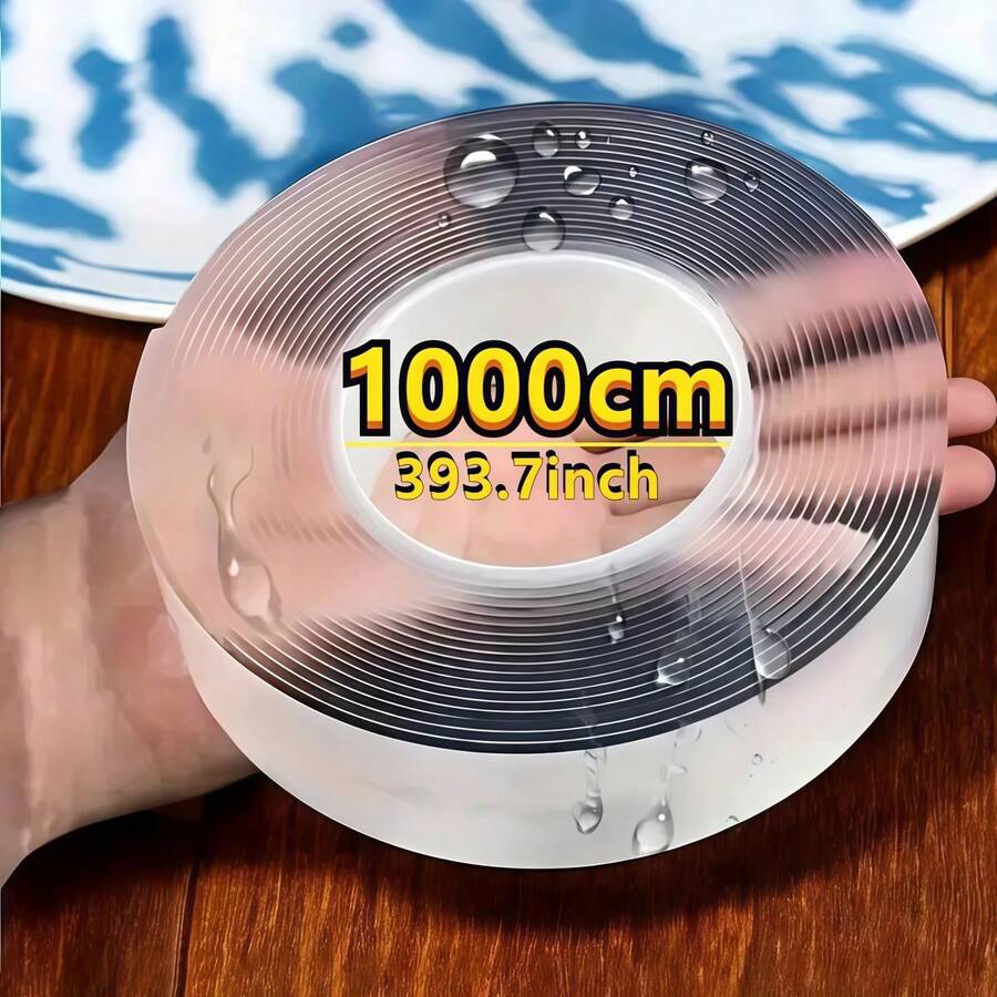 1 Rollo de cinta adhesiva de doble cara nano - Adhesivo claro y fuerte, súper pegajoso, lavable, sin residuos, adecuado para el hogar, la oficina y el automóvil, para superficies de plástico, vidrio, piedra y metal, esencial para volver a la escuela