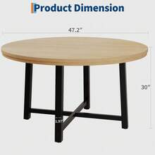 Industrial 47'' Round Dining Table For 4-6 – Space-Saving Wooden Kitchen Table – Sturdy Metal Frame – Perfect For Dining Room Or Kitchen – No Chairs Included - Wood Color - View 11