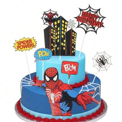 Marvel Superhero Themed Cake & Cupcake Toppers Set, Hero Design Decorative Ornaments For Birthday Cakes & Themed Celebrations, Stylish Embellishments Ideal For Festive Gatherings, Event Decorations & Essential Party Supplies