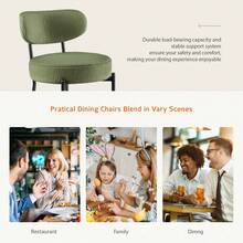 OLIXIS Dining Chairs Set Of 2, Mid Century Modern Chair Round Upholstered Curved Backrest, Kitchen Vanity Living Room Chairs With Black Metal Legs, Green - 綠色 - 查看 6
