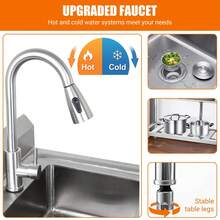 Fregadero Industrial de Acero Inoxidable, Lavabo Único 51x51x86 cm con Grifería, Ideal para Lavandería, Garaje o Cocina, Uso Interior/Exterior - Plateado - Ver 4