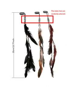 Clip con banda de plumas artificiales estilo bohemio, con borlas de plumas, adecuado para uso diario de mujeres, accesorios para la cabeza, accesorios para el cabello de mujeres, pasador de cabello, barrettes - Multicolor - Ver 9
