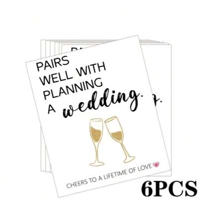 6张/包婚礼主题葡萄酒瓶标签，个性化浪漫祝福自粘标签，适用于婚礼葡萄酒瓶，可作为送给男士、女士、父亲、母亲、叔叔、阿姨、同事、挚友的独特礼物，也是婚礼主题派对的绝佳装饰品，增添喜庆气氛。